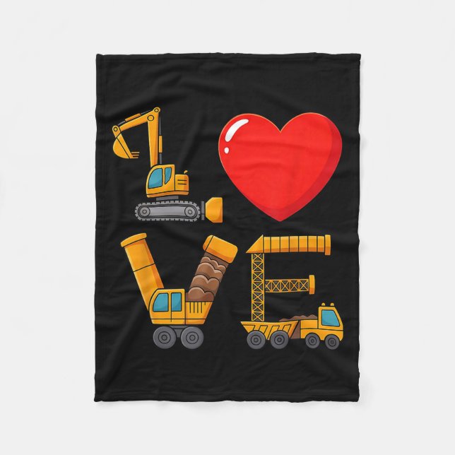 Construction Valentine Love Spelled With Trucks Ex Fleecefilt (Framsidan)