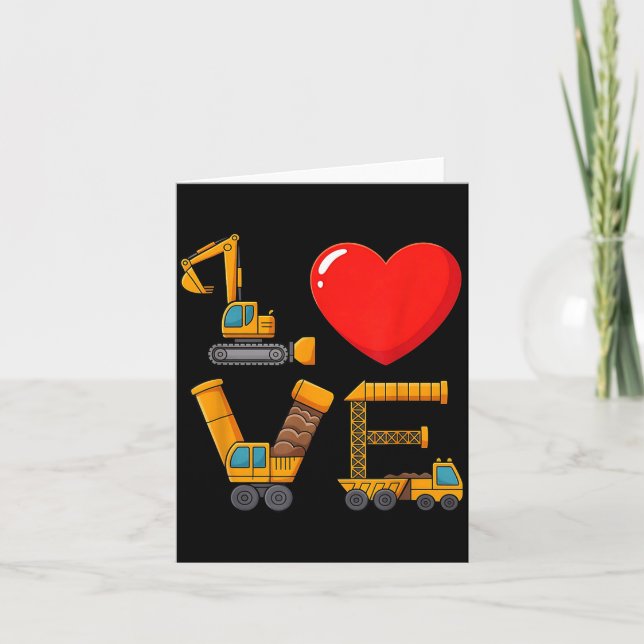 Construction Valentine Love Spelled With Trucks Ex Kort (Framsida)