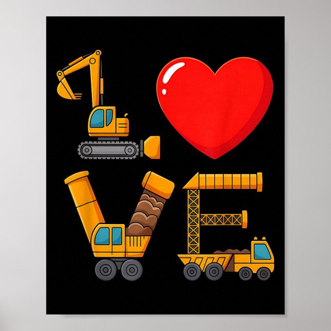 Construction Valentine Love Spelled With Trucks Ex Poster (Framsidan)