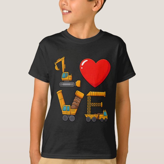 Construction Valentine Love Spelled With Trucks Ex T Shirt (Framsida)