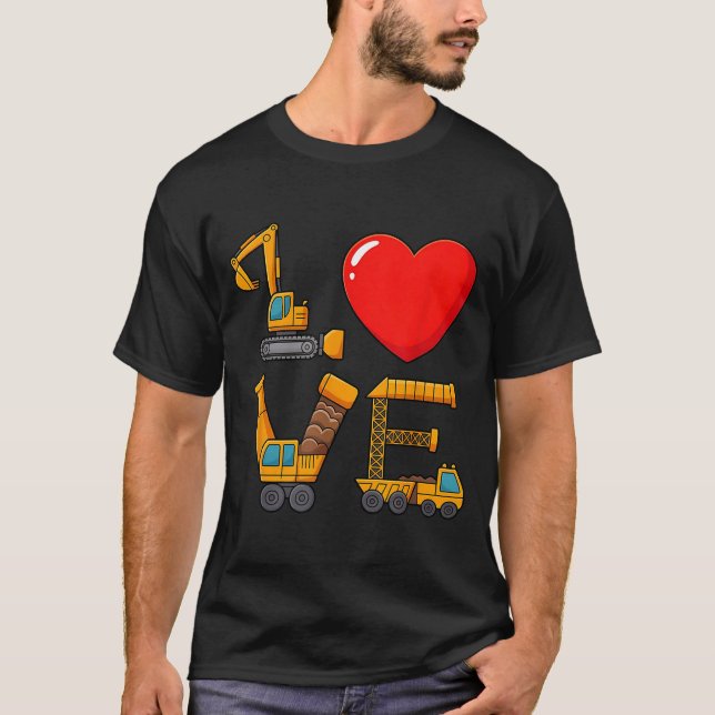 Construction Valentine Love Spelled With Trucks Ex T Shirt (Framsida)