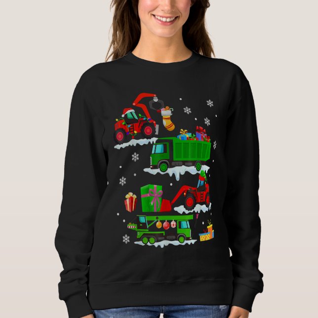 Construction Vehicle Christmas Red Trucks Winter B T Shirt (Framsida)