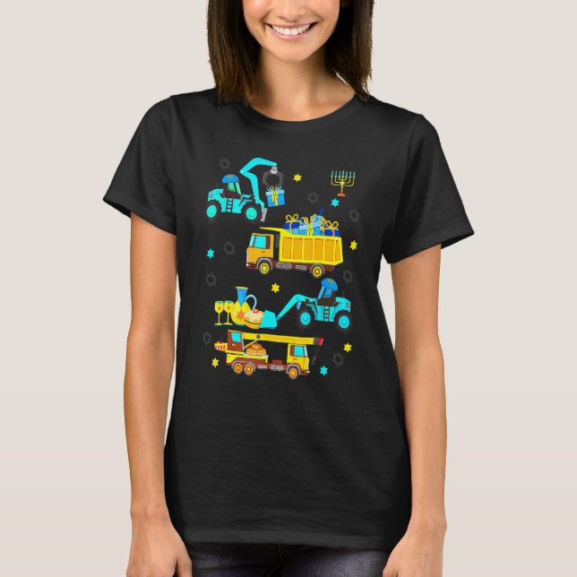 Construction Vehicle Menorah Hanukkah Chanukah Tod T Shirt (Framsida)
