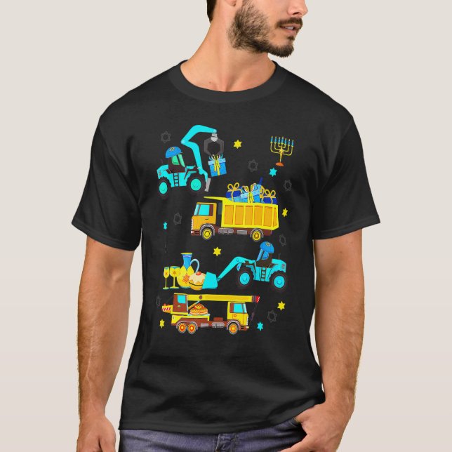 Construction Vehicle Menorah Hanukkah Chanukah Tod T Shirt (Framsida)