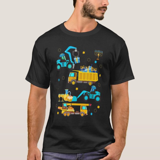 Construction Vehicle Menorah Hanukkah Chanukah Tod T Shirt (Framsida)