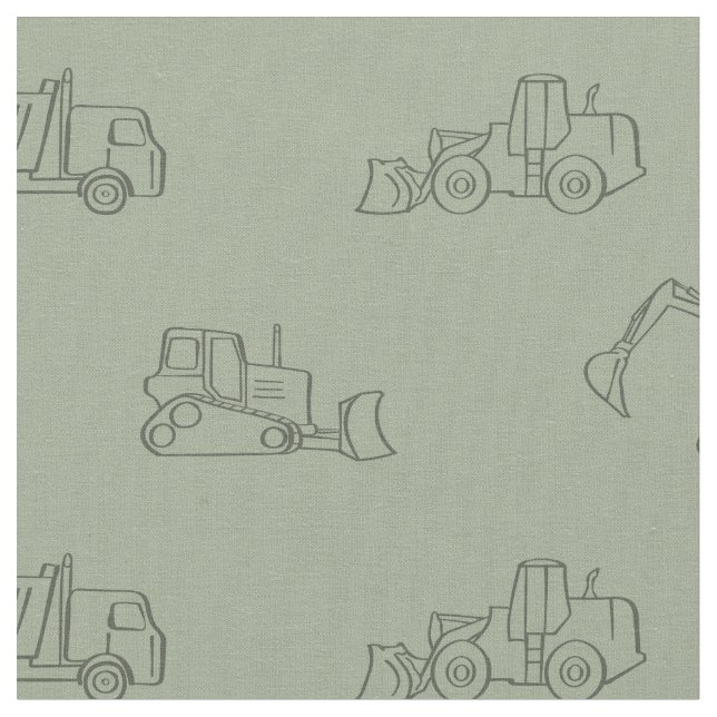 Construction Vehicles Builder Boy Truck Sage Green Tyg (Närbild)