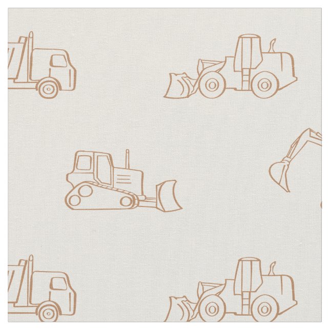 Construction Vehicles Builder Cute Boy Truck Beige Tyg (Närbild)