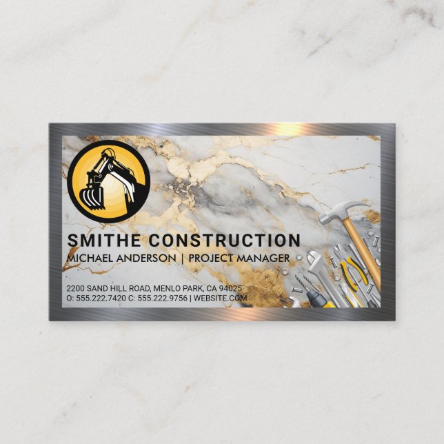 Construction Verktyg | METALL GRÄNS | Marble Visitkort (Framsida)