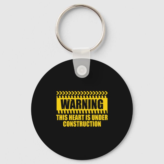 Construction Warning Valentines Day Heart Under Co Nyckelring (Framsida)
