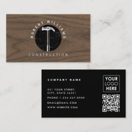 Construction Wood QR Code Business Logo Visitkort