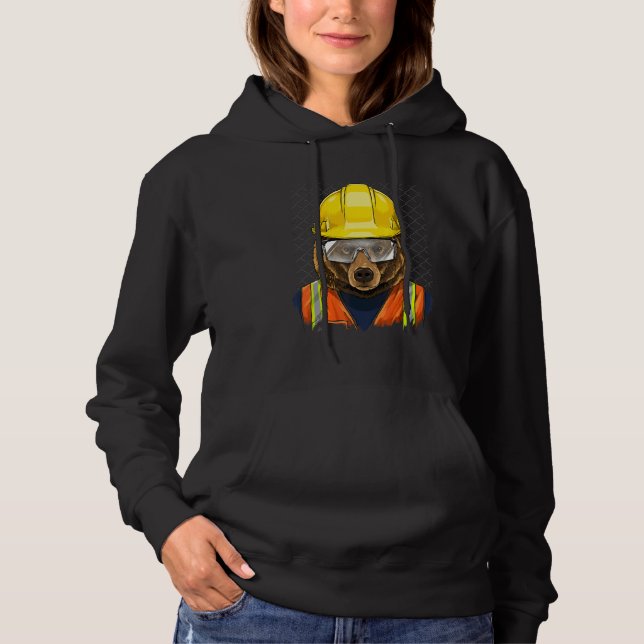 Construction Worker Brown Grizzly Bear Laborer Bea T Shirt (Framsida)