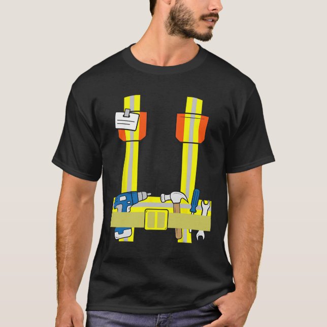 Construction Worker Coola Cosplay Halloween Costum T Shirt (Framsida)