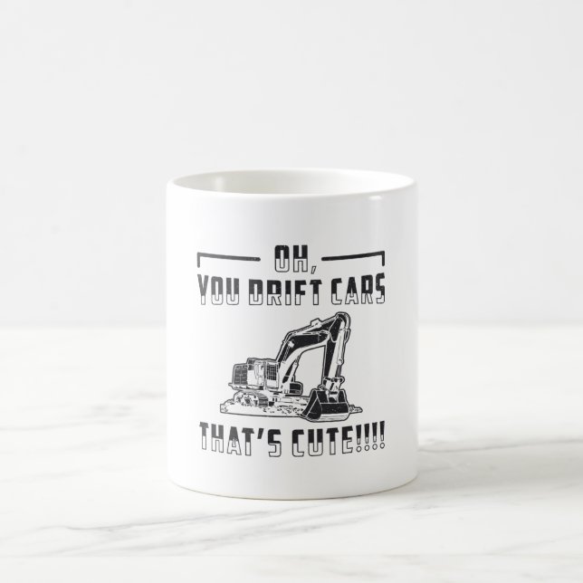 Construction Worker Excavator Drift Cars Cute Dig Kaffemugg (Center)