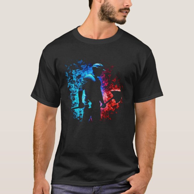 Construction Worker Flames Shovel Civil Engineerin T Shirt (Framsida)