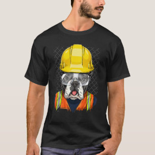 Construction Worker Fransk Bulldog Laborer Pet Bul T Shirt