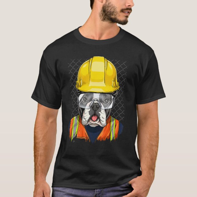 Construction Worker Fransk Bulldog Laborer Pet Bul T Shirt (Framsida)