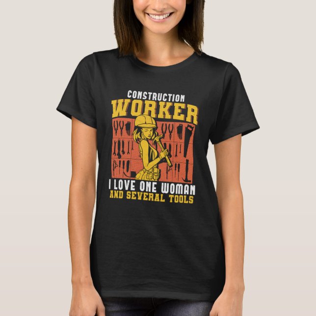 construction worker handyman carpentry  carpenter t shirt (Framsida)