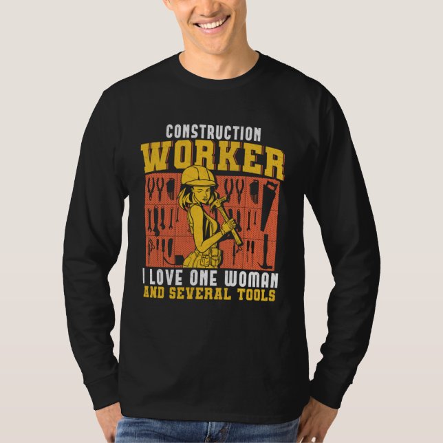 construction worker handyman carpentry  carpenter t shirt (Framsida)