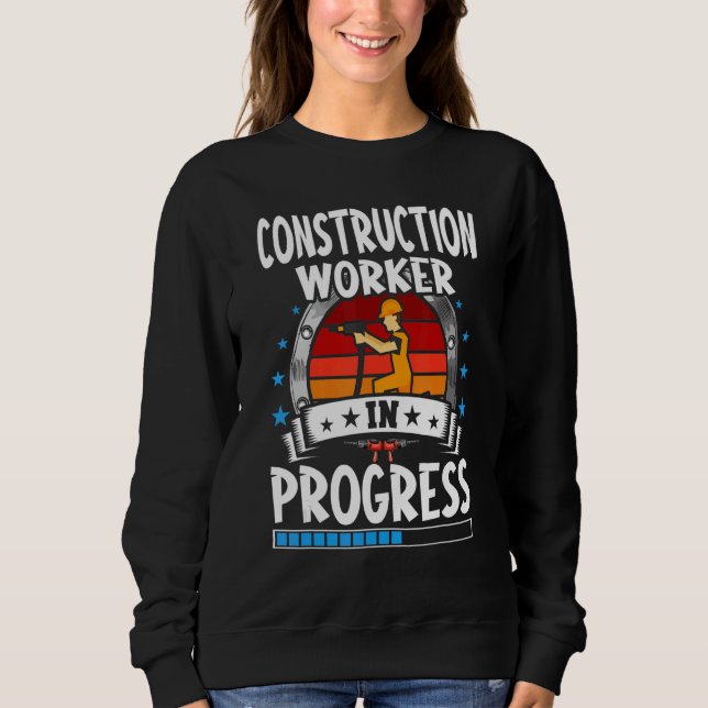 Construction Worker In Progress Trainee Student T Shirt (Framsida)