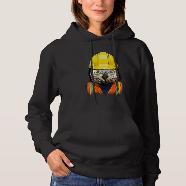 Construction Worker Owl Laborer Animal Bird Owner  T Shirt (Framsida)