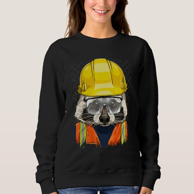 Construction Worker Raccoon Laborer Animal Raccoon T Shirt (Framsida)