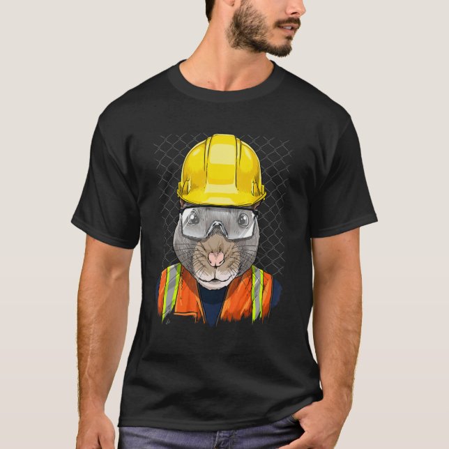 Construction Worker Rat Laborer Garbage Animal Rat T Shirt (Framsida)