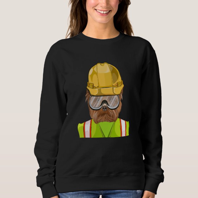 Construction Worker Yorkshire Terrier Hund T Shirt (Framsida)