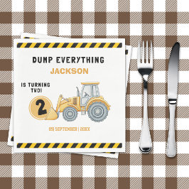 "Construction Zone Party – Dump Truck 2nd Birthday Pappersservett