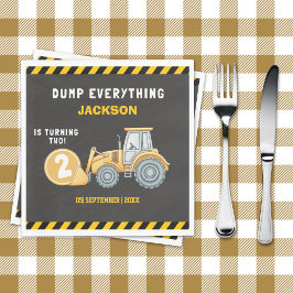 "Construction Zone Party – Dump Truck 2nd Birthday Pappersservett
