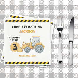 "Construction Zone Party – Dump Truck 3rd Birthday Pappersservett