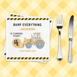 "Construction Zone Party – Dump Truck 4th Birthday Pappersservett