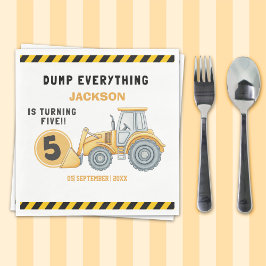 "Construction Zone Party – Dump Truck 5th Birthday Pappersservett