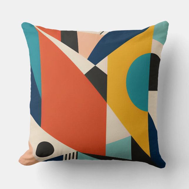 Constructivist Teal Orange Geometric Abstract Kudde (Framsida)