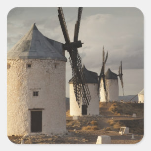 Consuegra, antika La Mancha-vindkraftverk Fyrkantigt Klistermärke