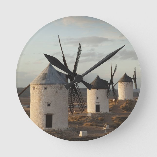 Consuegra, antika La Mancha-vindkraftverk Rund Klocka (Framsida)