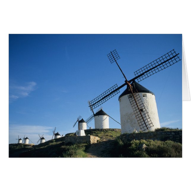 Consuegra, La Mancha, Spanien, väderkvarnar 2 Hälsningskort (Framsidan Horizontal)