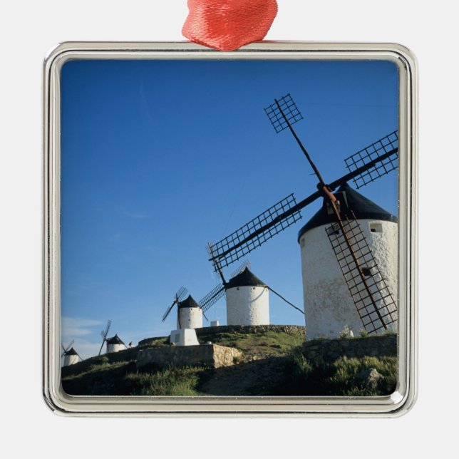 Consuegra, La Mancha, Spanien, väderkvarnar 2 Julgransprydnad Metall (Framsidan)