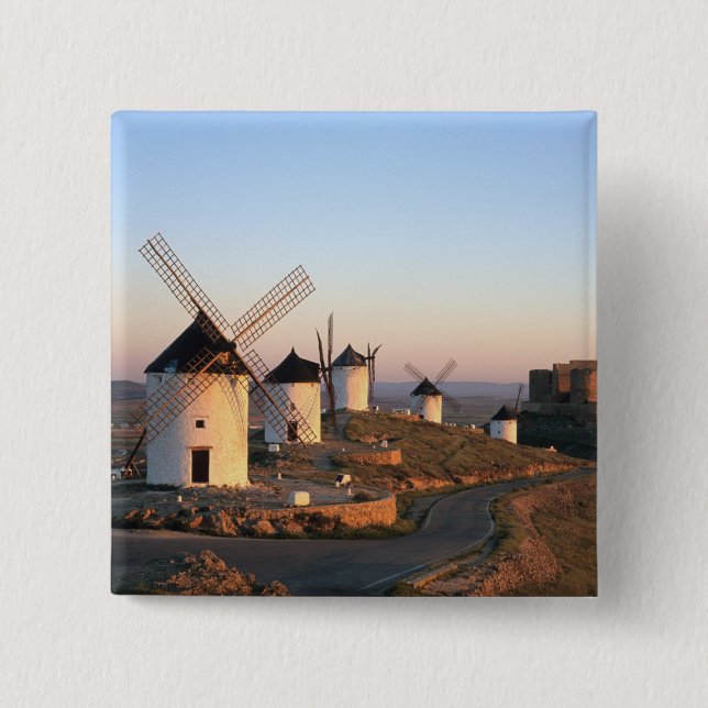 Consuegra, La Mancha, Spanien, väderkvarnar Knapp (Framsida)