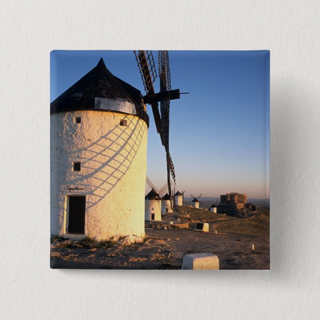 Consuegra, La Mancha, Spanien, väderkvarnar Knapp (Framsida)