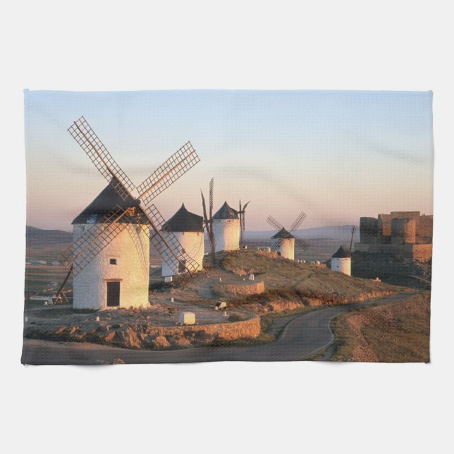 Consuegra, La Mancha, Spanien, väderkvarnar Kökshandduk (Horisontell)