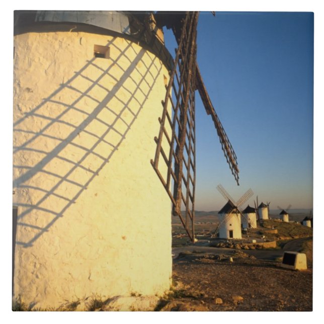 Consuegra, La Mancha, Spanien, väderkvarnar och Kakelplatta (Framsidan)