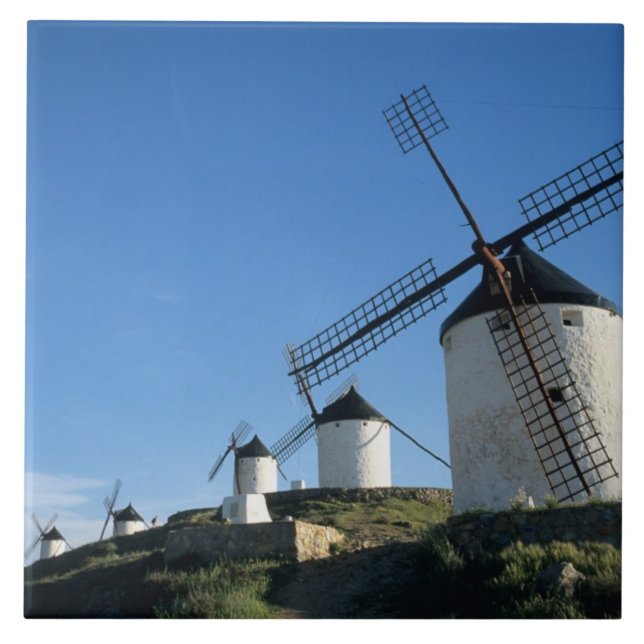 Consuegra, La Mancha, Spanien, vindkraftverk 2 Kakelplatta (Framsidan)