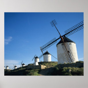 Consuegra, La Mancha, Spanien, vindkraftverk 2 Poster