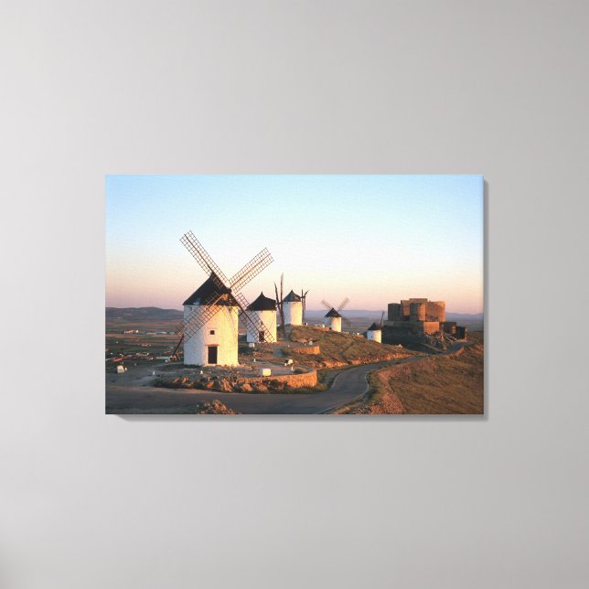 Consuegra, La Mancha, Spanien, vindkraftverk Canvastryck (Framsida)