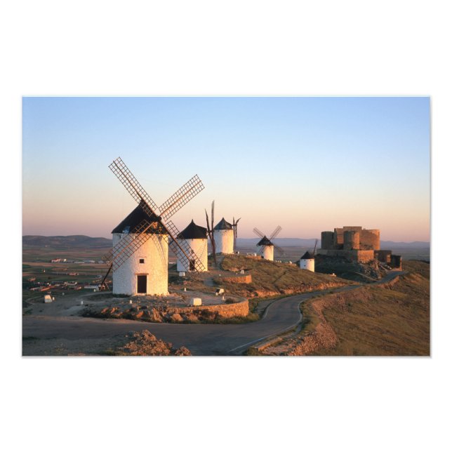 Consuegra, La Mancha, Spanien, vindkraftverk Fototryck (Framsidan)