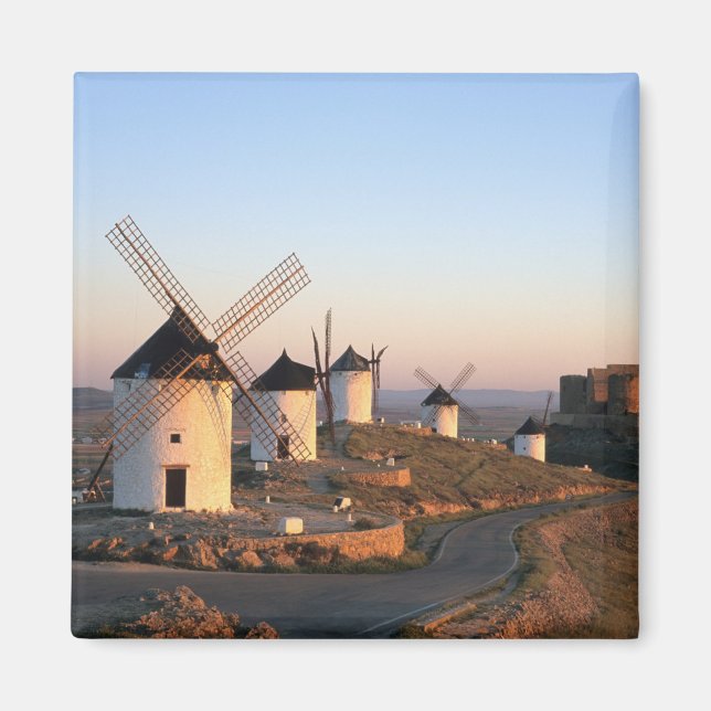 Consuegra, La Mancha, Spanien, vindkraftverk Magnet (Framsidan)