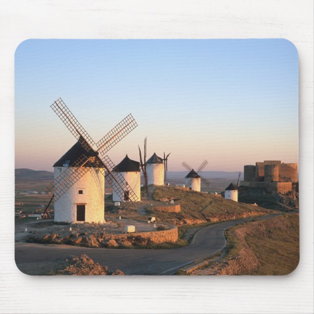 Consuegra, La Mancha, Spanien, vindkraftverk Musmatta (Framsidan)