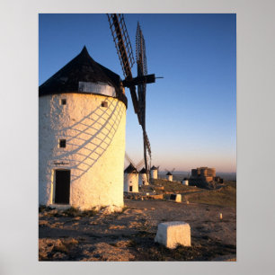 Consuegra, La Mancha, Spanien, vindkraftverk Poster