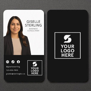 Consultant Black White Photo Logotyp Porträtt Visitkort