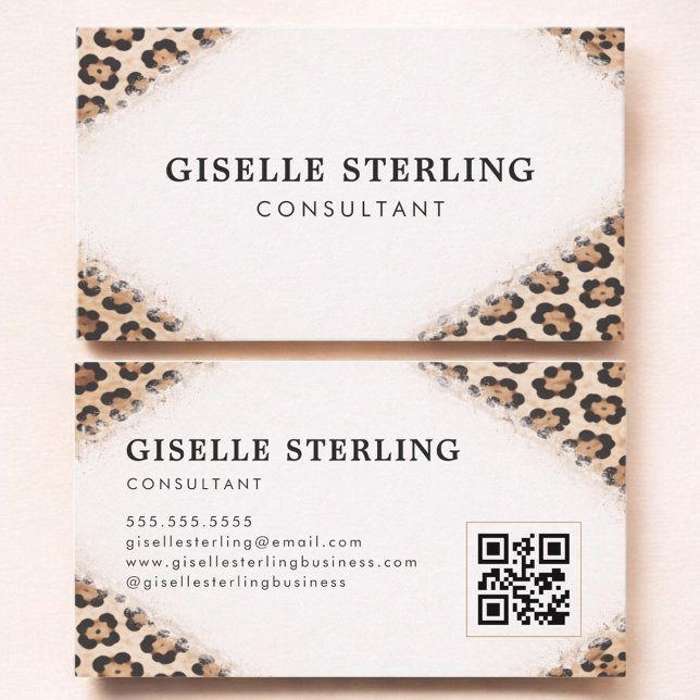 Consultant Cheetah Leopard Print QR Code Visitkort (Skapare uppladdad)